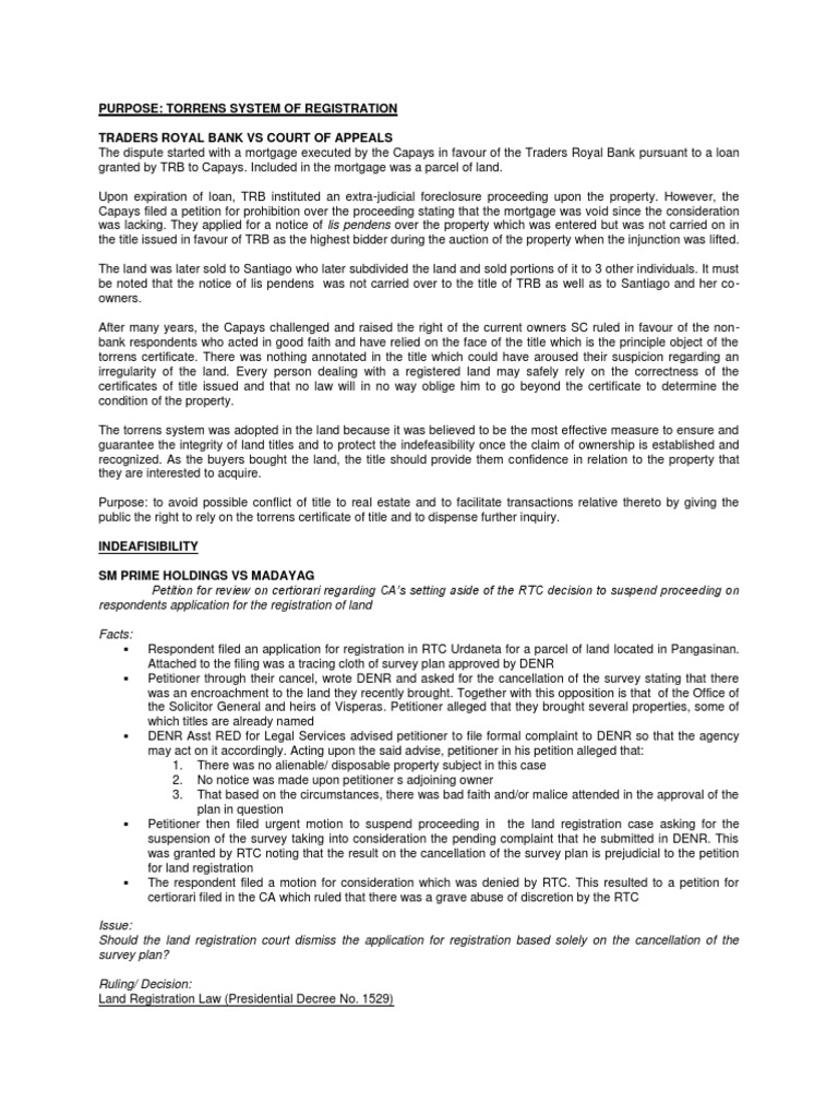 Land Titles (2) Real Property Judgment (Law)