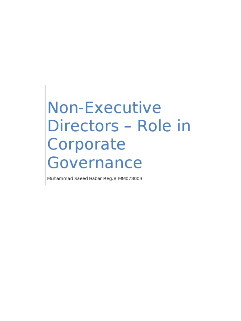 Non Executive Directors Board Of Directors Corporate Law