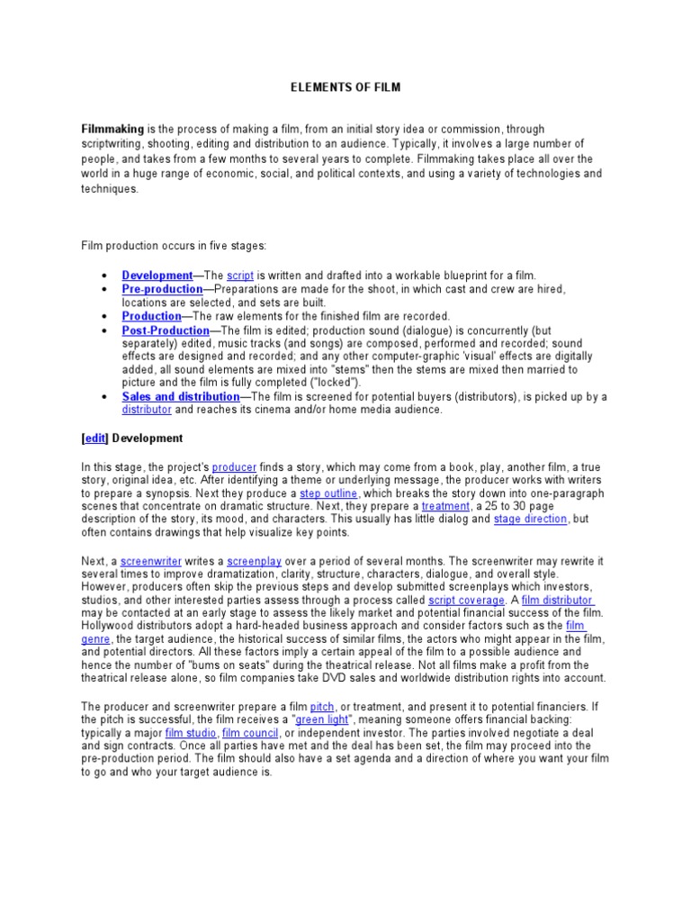 Elements of Film Filmmaking Film Theory Free 30day Trial Scribd