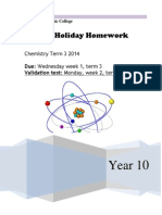 Year 10 Holiday Homework Term 3 2014