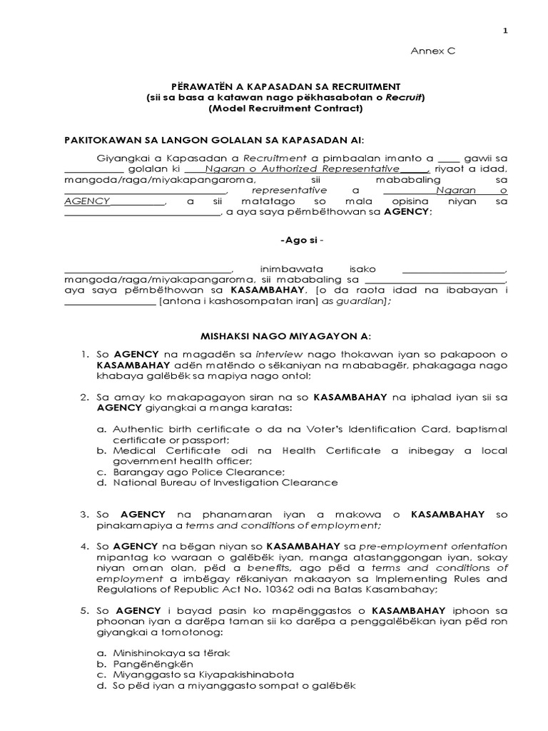 Meranao-Model Recruitment Contract | PDF