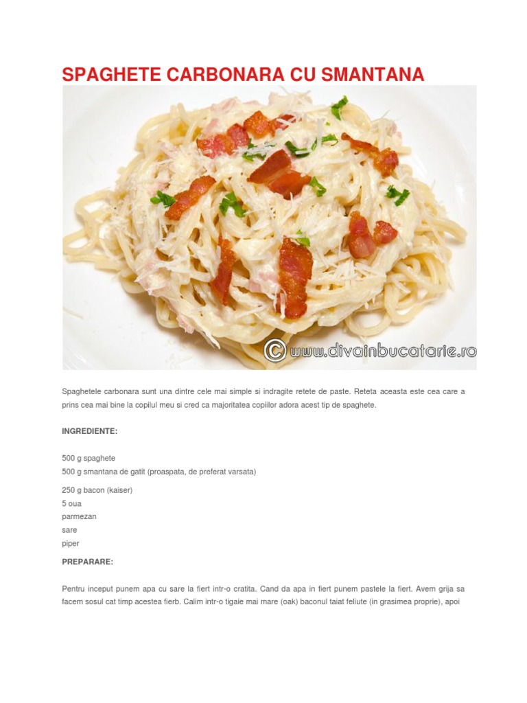 Paste Carbonara Cu Smantana