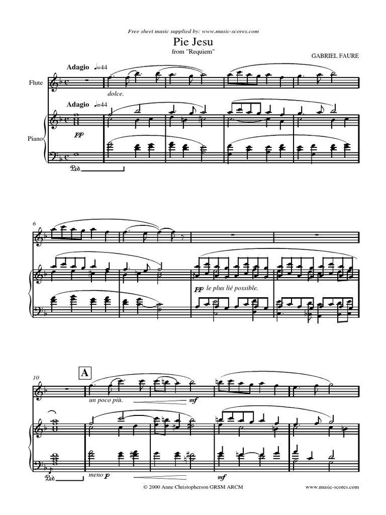 Faure.Gabriel Sheet Music Pie Jesu Flute & Piano Score Pdf.pdf