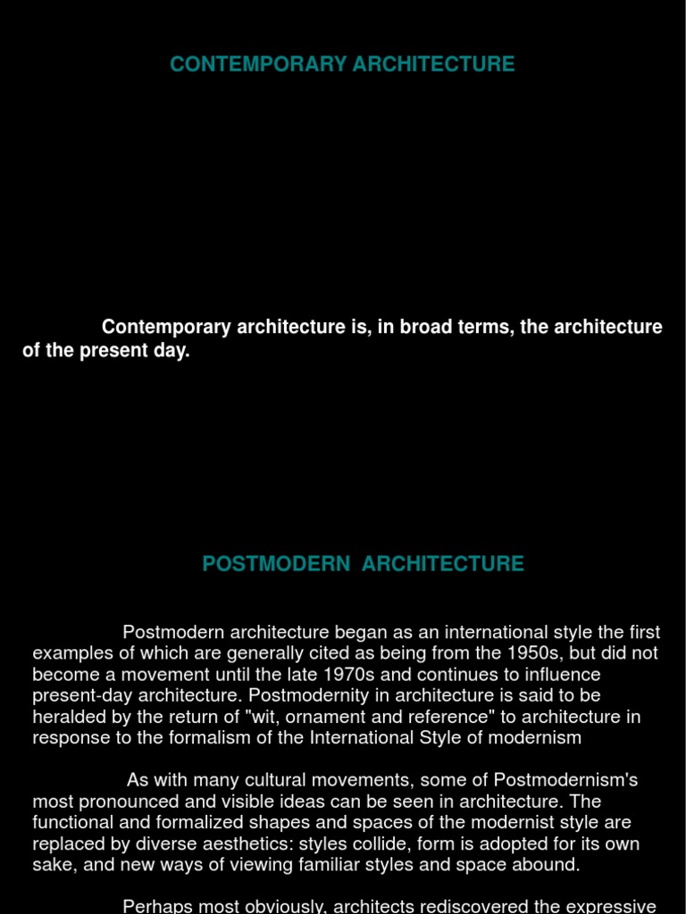 Postmodern Architecture: Key Characteristics | PDF | Design