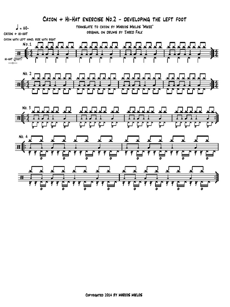 Cajon + HiHat Exercise No 2 Developing The Left Foot PDF