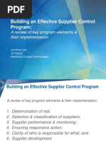 Building An Effective Supplier Control Program:: A Review of Key Program Elements & Their Implementation