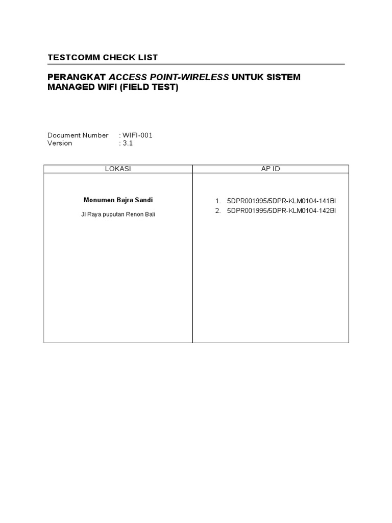 Managed WiFi Access Point Checklist | PDF | Computers