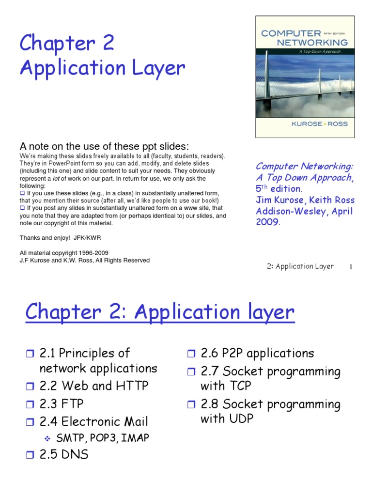 Application Layer: A Note On The Use of These PPT Slides | PDF ...