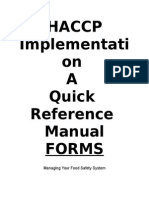 Forms - HACCP Implementation Manual