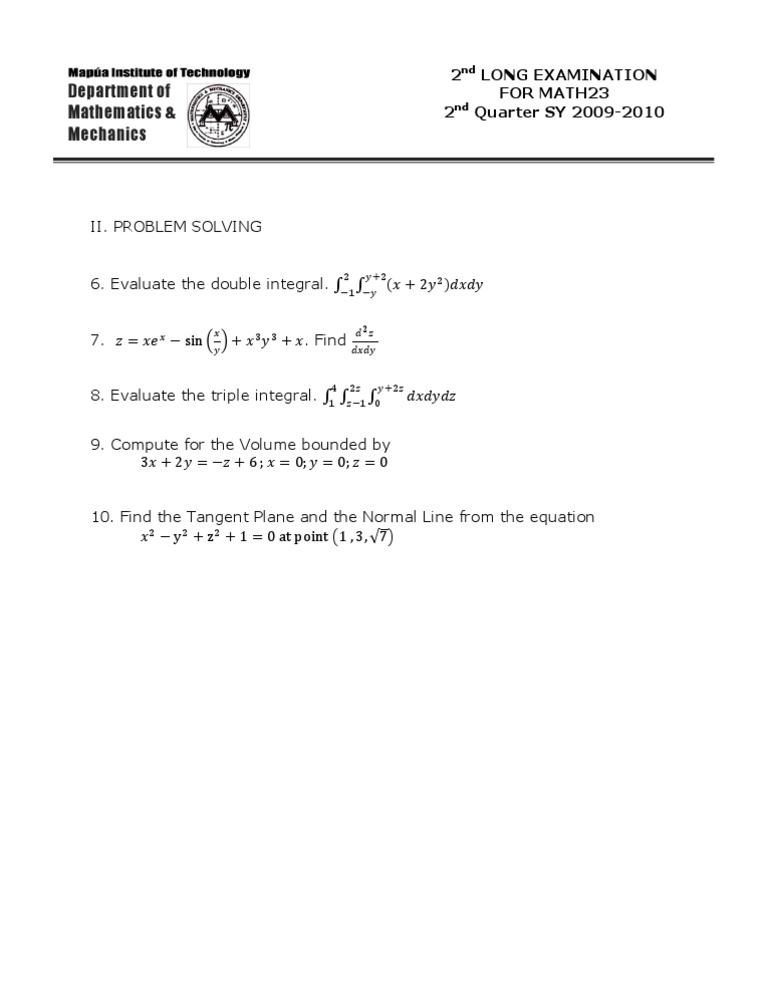 2nd MATH 23 SET-A | PDF