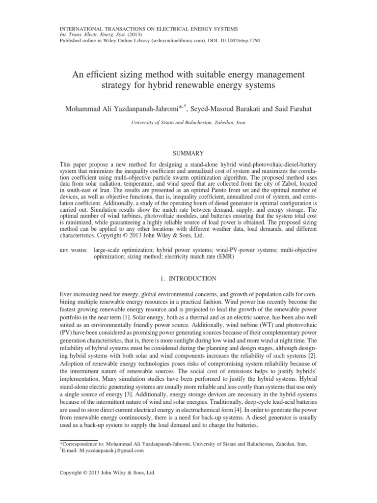 An Efficient Sizing Method With Suitable Energy Management Strategy For ...
