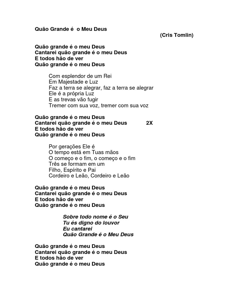 Quão Grande É o Meu Deus Letra | PDF | Religião e crença