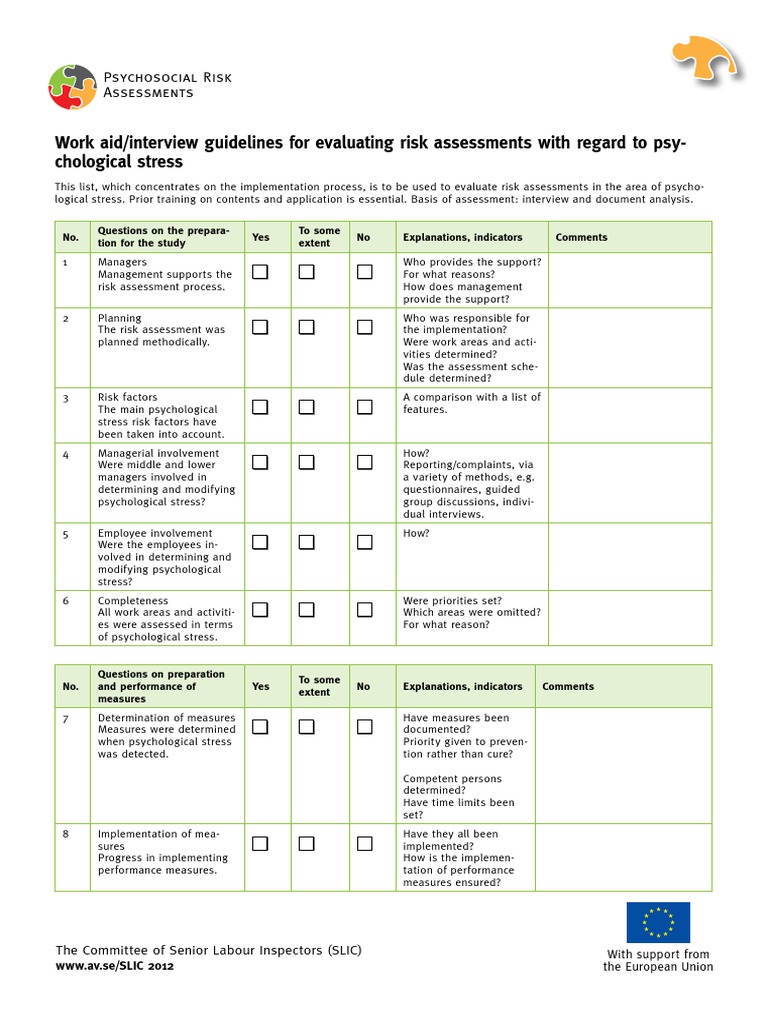 Psychological Stress Risk Assessment Guide | PDF | Educational ...