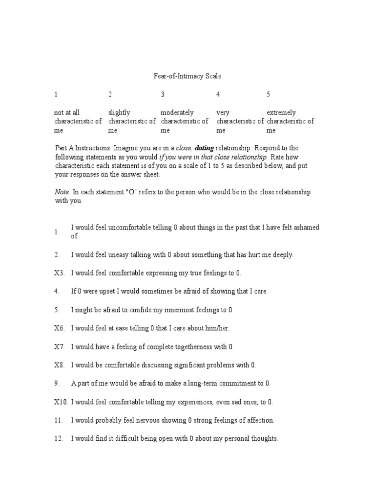 Fear of Intimacy Scale | PDF | Emotions | Psychological Concepts