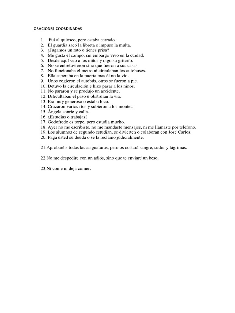 Oraciones Coordinadas y Subordinadas | PDF