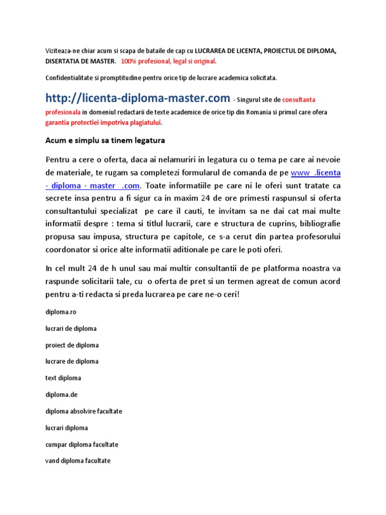 Lucrare De Licenta Diploma Master