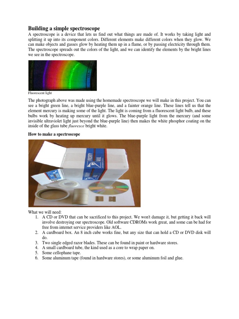 Building a Simple Spectroscope Light Emitting Diode Incandescent