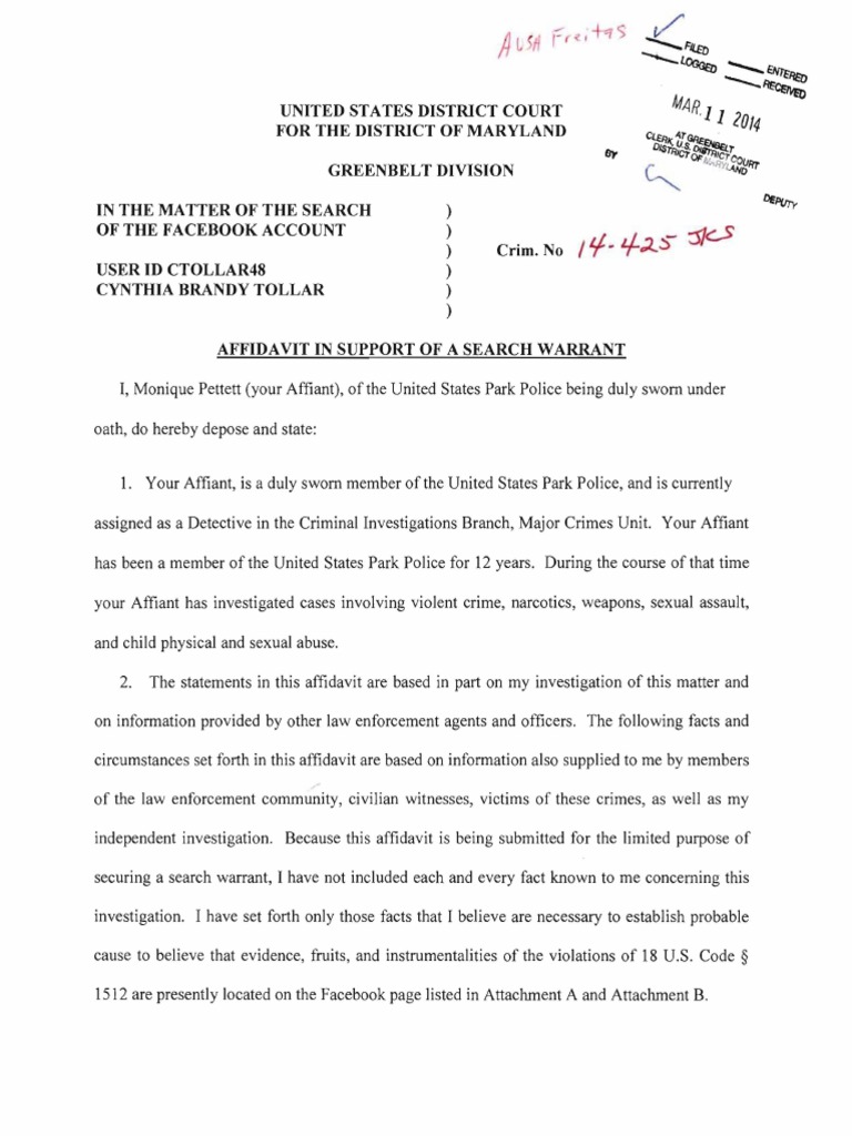 Facebook Account Search Warrant Affidavit PDF PDF Facebook Social