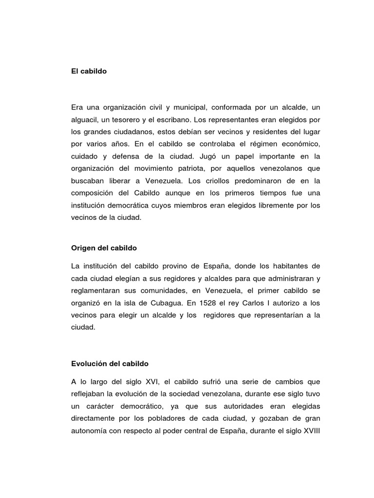 El Cabildo Pdf Gobierno Política General