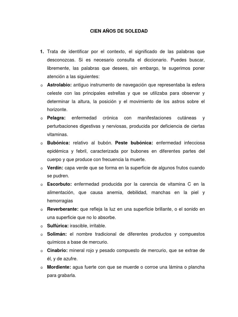 Resumen de Cien Años de Soledad Naturaleza Prueba