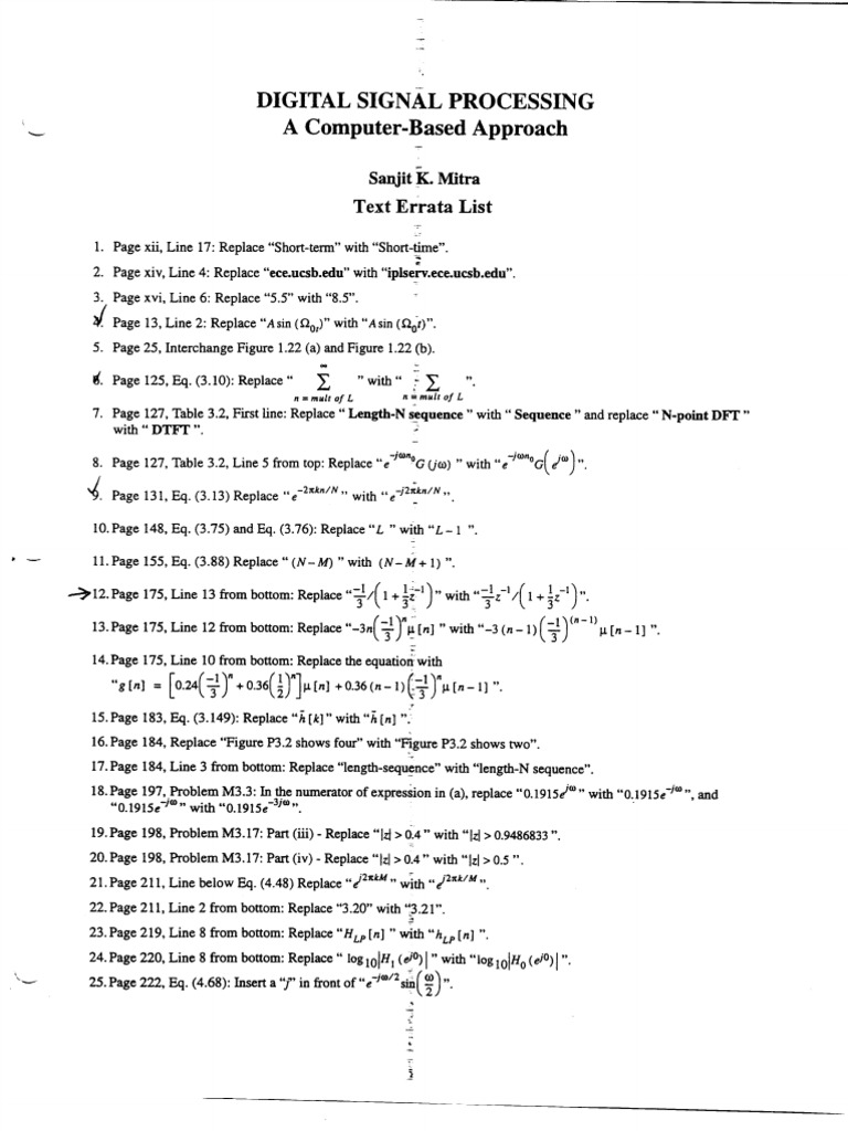 Mathlab Dsp A Computer Based Approach Solution Manual Sanjit K