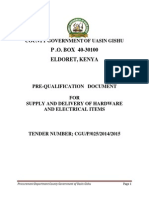 025 Pre-Qualification Document For Supply and Delivery of Hardware and Electrical Items