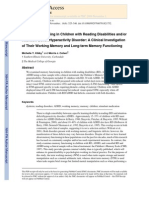 Memory Functioning in Children With Reading Disabilities Andor Attention Deficithyperactivity Disorder A Clinical Investigation of Their