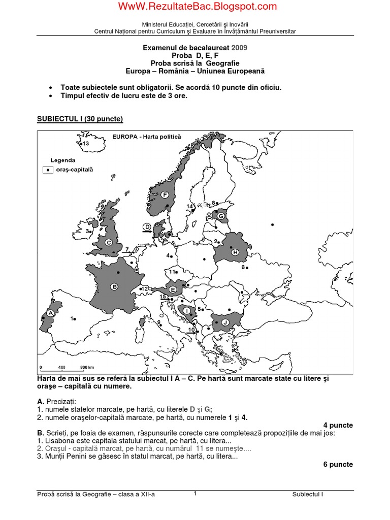 Geografie Bac Variante