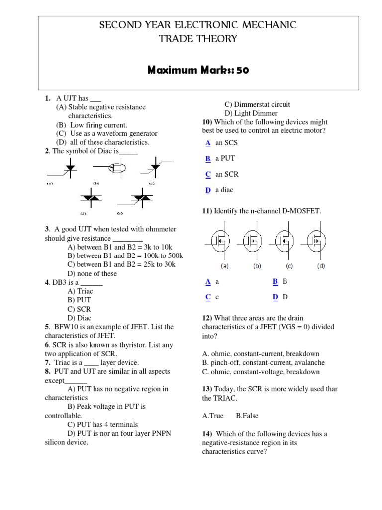 Electronic Mechanic Question Bank | PDF