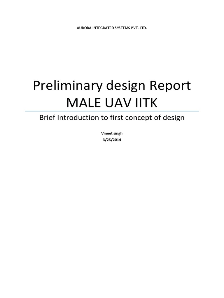 MALE UAV Preliminary Design Report | PDF | Aircraft Flight Control ...