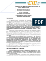 Desperdício de Alimentos em Um Restaurante Institucional Da Cidade de Pelotasrs