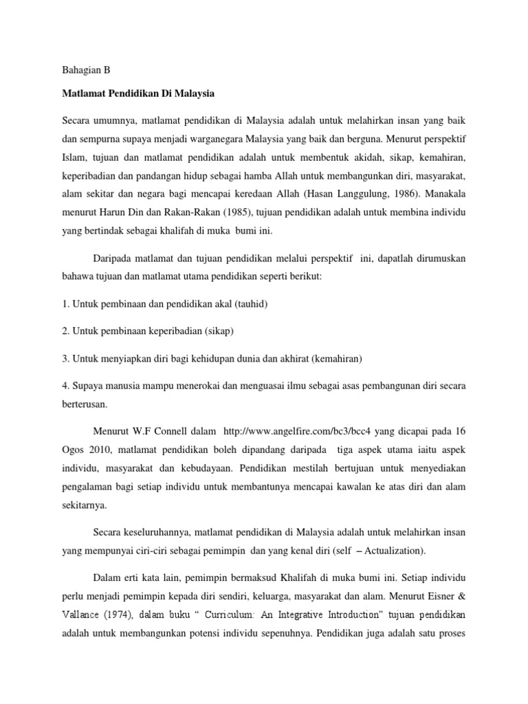 matlamat pendidikan di malaysia