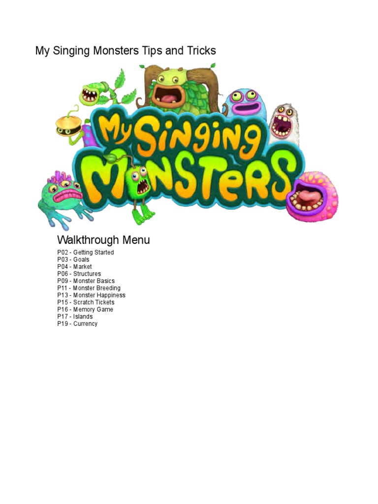 My Singing Monsters Playing Guide Notes (Finance) Money