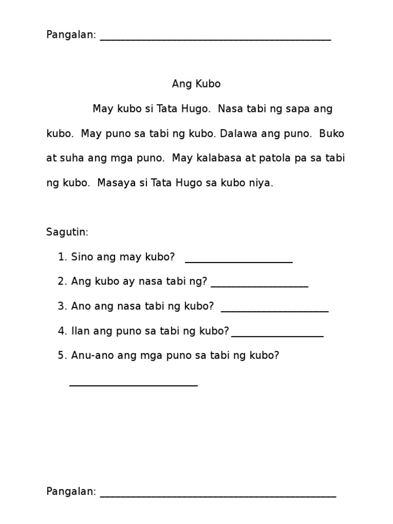 kwento grade worksheets 1 maikling kwento maikling