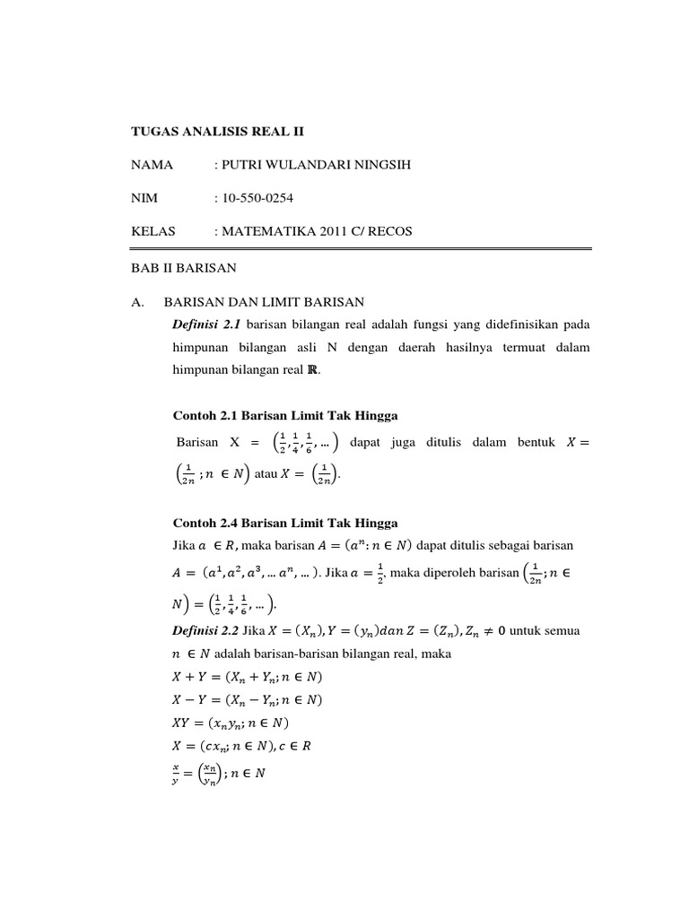 Tugas Analisis Real Ii
