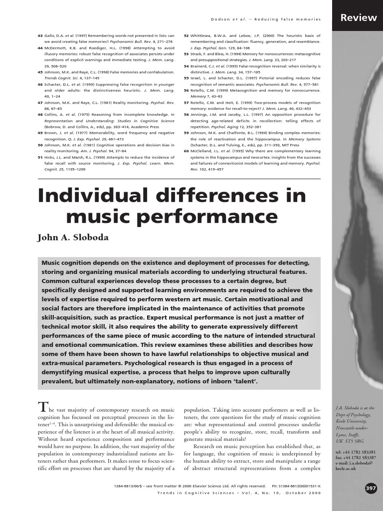 Understanding Music Cognition and Performance | PDF | Emotions | Memory