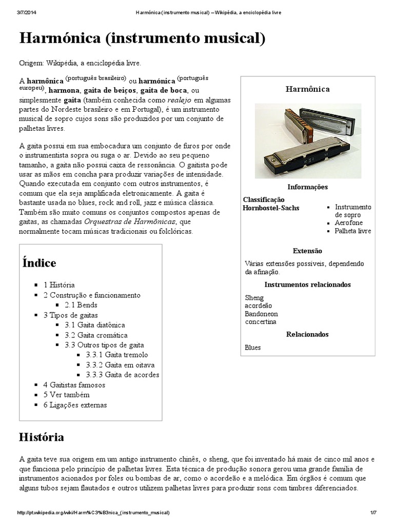 Harmónica (Instrumento Musical) Wikipédia, A Enciclopédia Livre