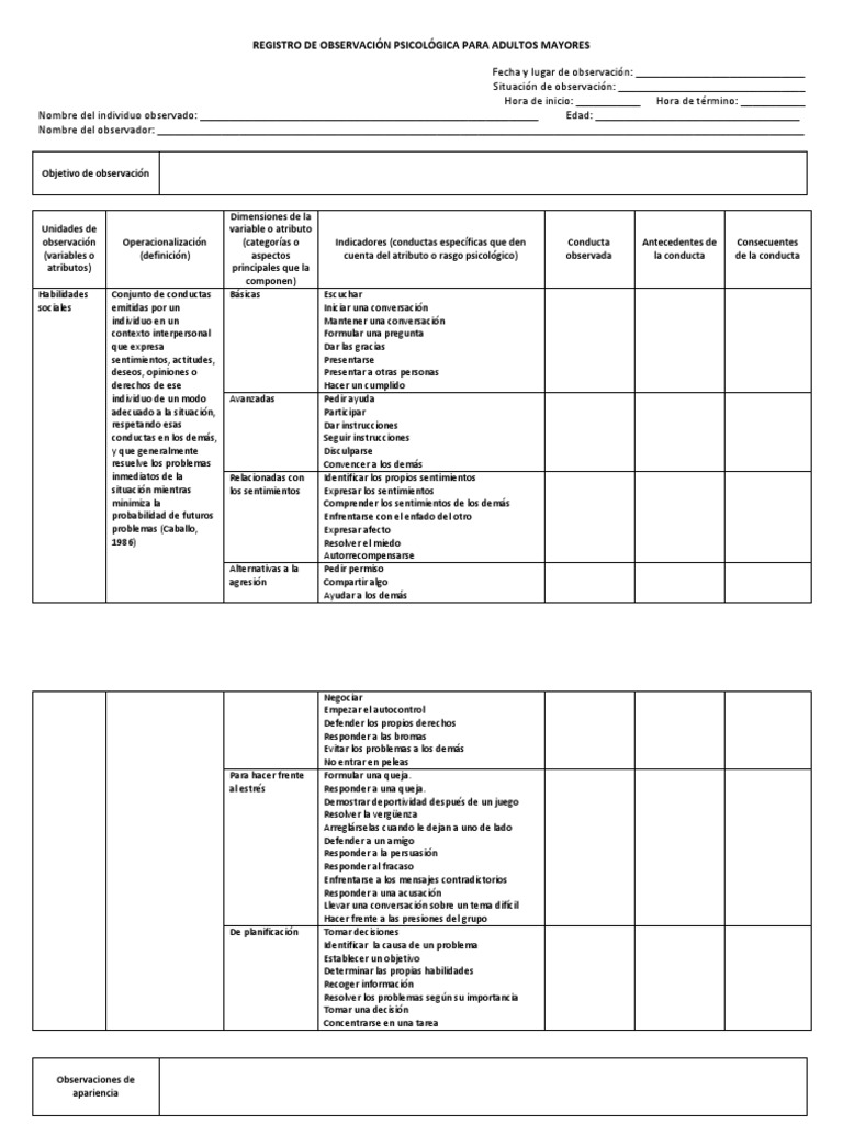 Formato de Registro de Observación