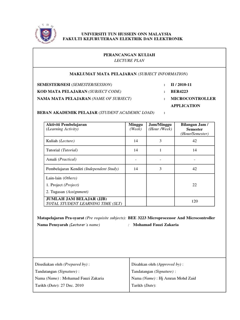 Perancangan Kuliah Uthm | PDF | Microcontroller | Electrical Engineering