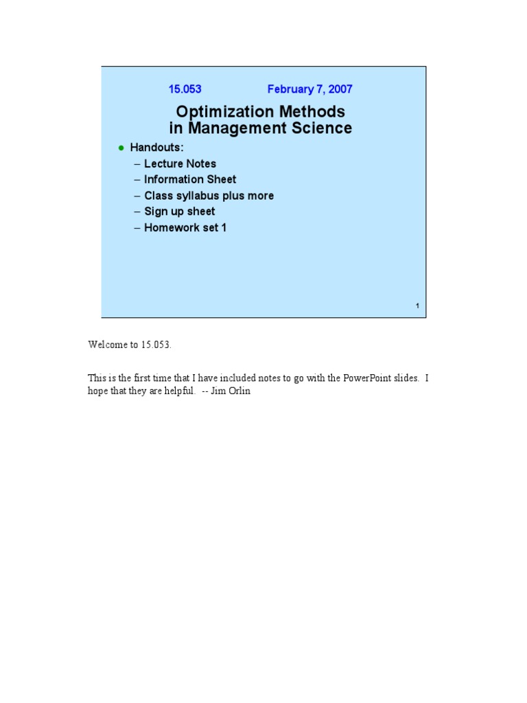 Optimization Methods in Management Science | PDF | Career & Growth