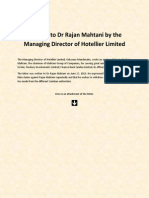 Apology To DR Rajan Mahtani by The Managing Director of Hotellier Limited