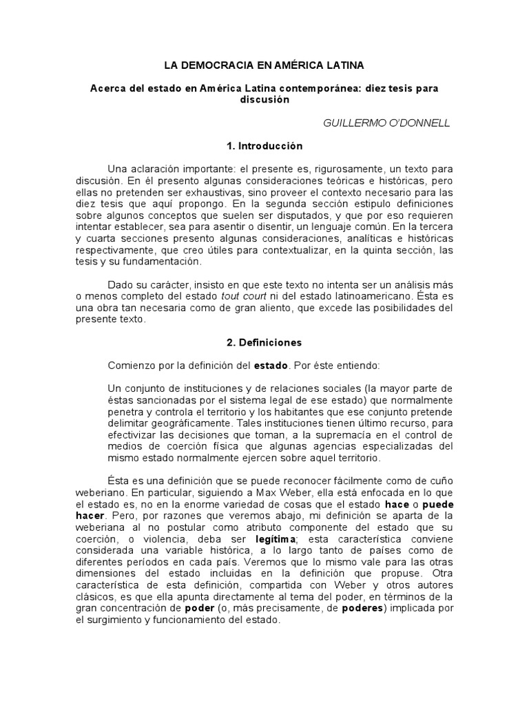 LA DEMOCRACIA EN AMÉRICA LATINA-Guillermo, O Donnell | PDF | Estado ...