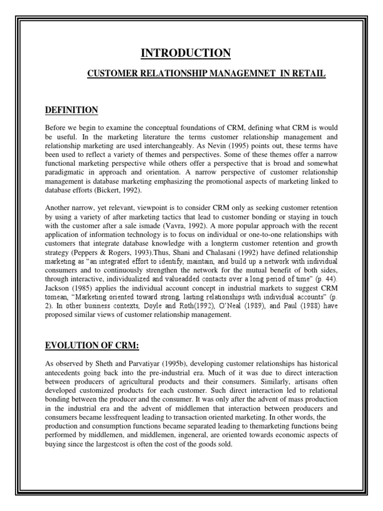 Project On CRM in Retail | PDF | Customer Relationship Management | Retail
