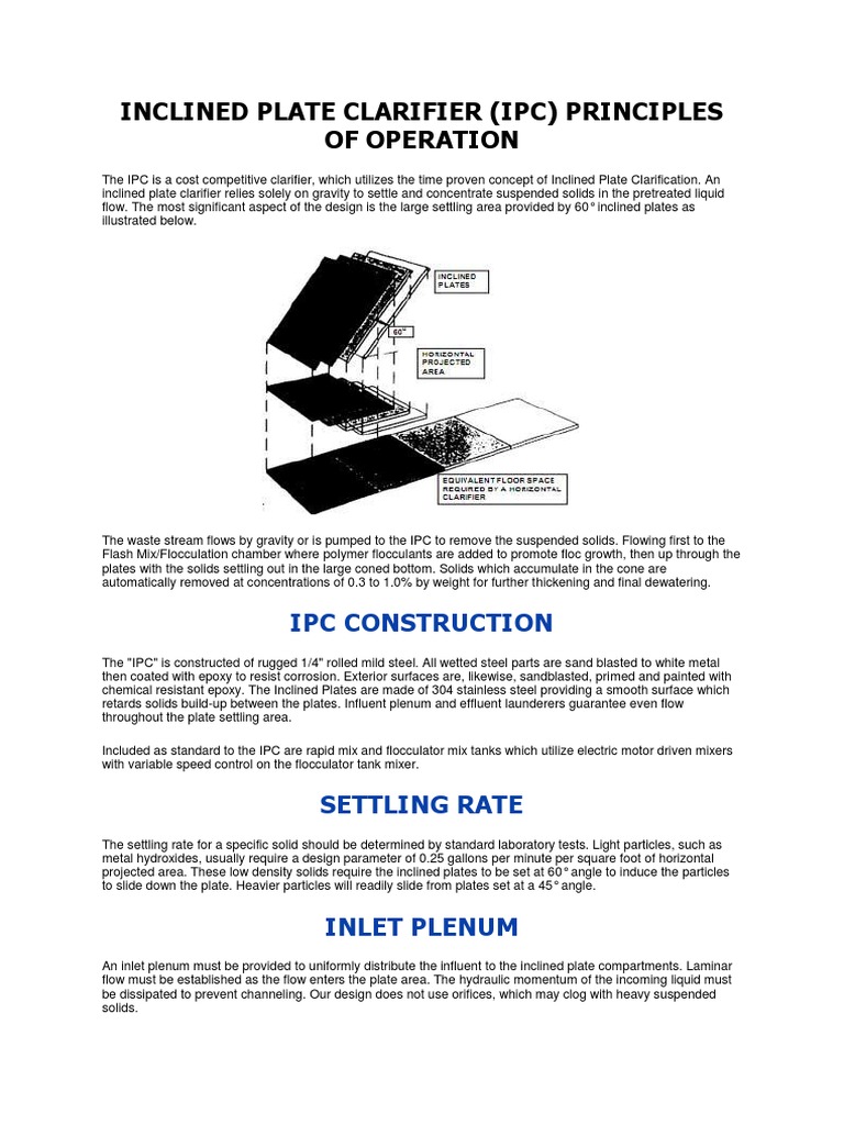 Inclined Plate Clarifier Industrial Processes Liquids