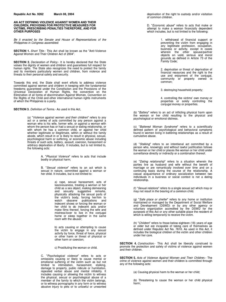 Ra 9262 | PDF | Politics