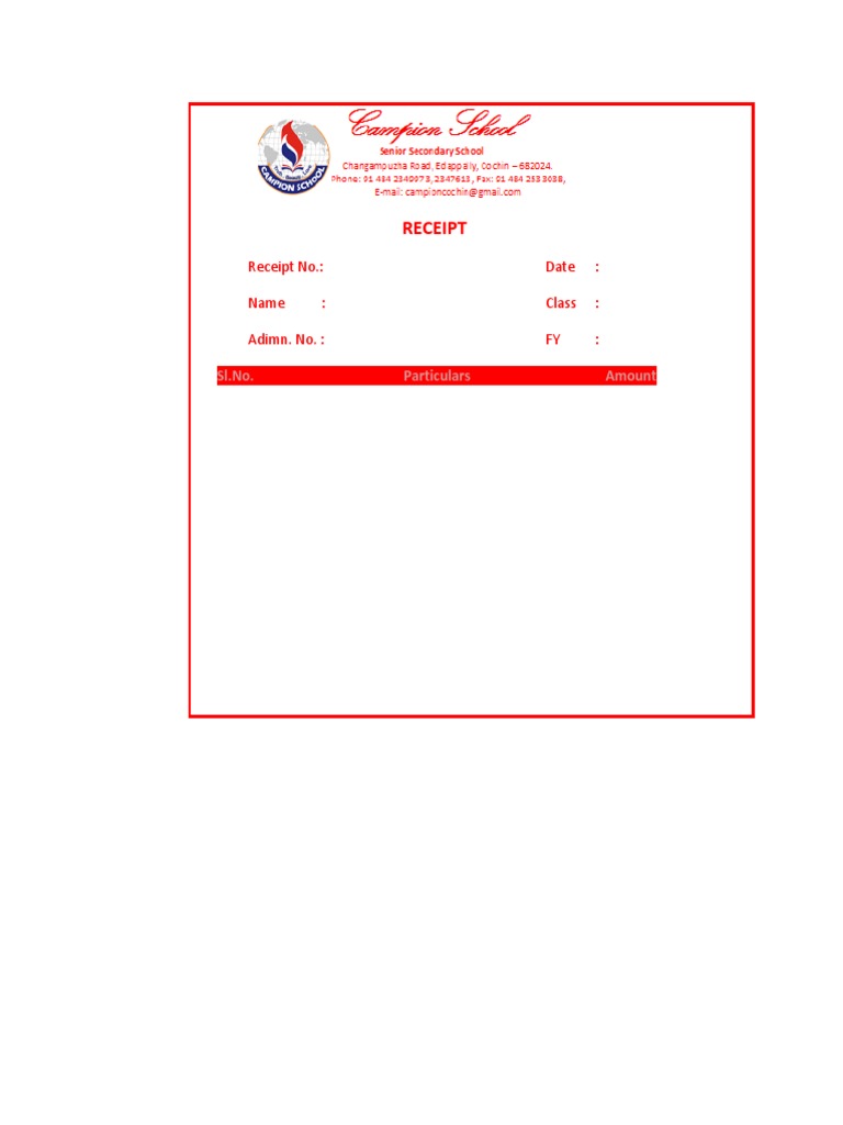 Receipt Template for Student Transactions | PDF