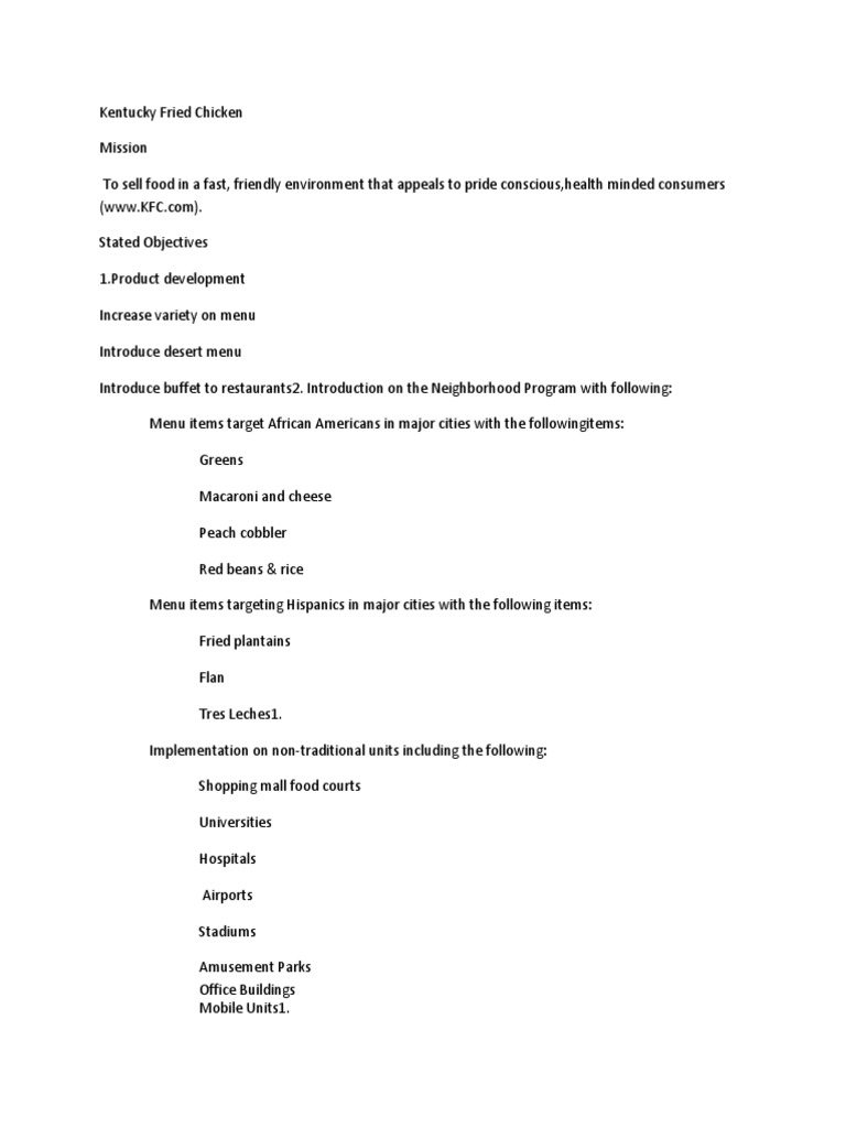 Kentucky Fried Chicken | PDF