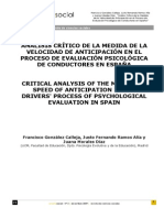 Analisis Critico de La Medida de La Velocidad de Anticipacion en El Proceso de Evaluacion Psicologica