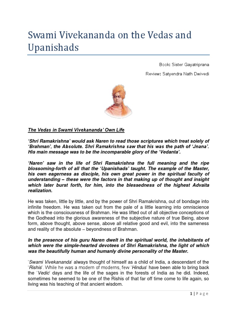 Swami Vivekananda on Vedas and Upanishads | PDF | Upanishads | Vedas