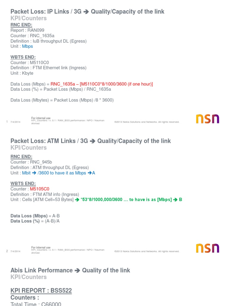 Transport KPI Counters | PDF | Asynchronous Transfer Mode | Network Packet